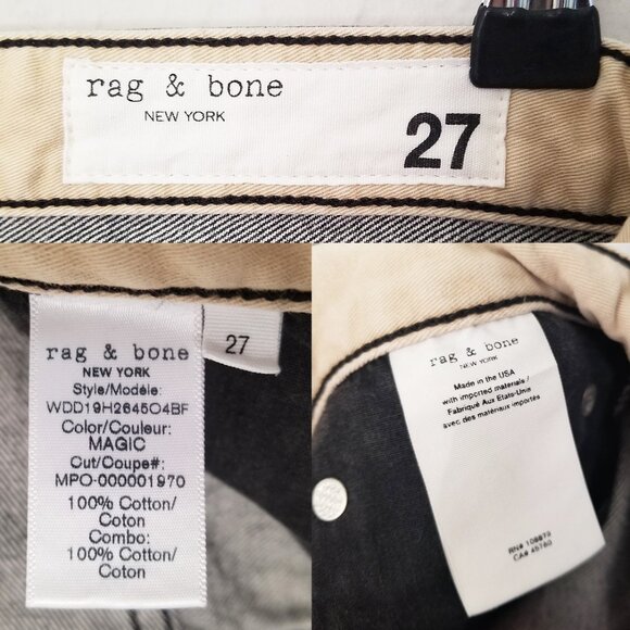 RAG & BONE Maya High Rise Ankle Straight Jeans 27 in Magic Faded Black Gray $325 - Picture 10 of 16